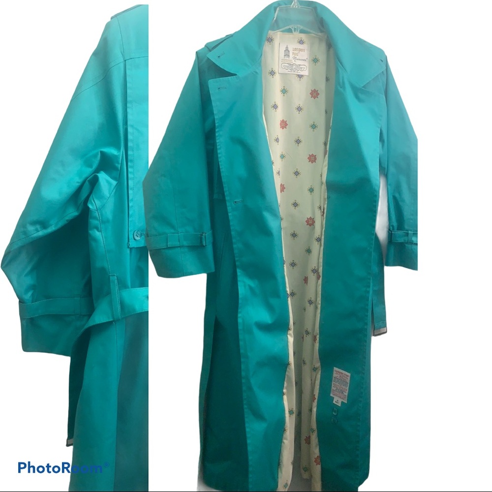 ❄️ LONDON FOG Spring Teal GreenTrench Coat  10